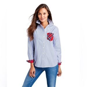 Vineyard Vines Mixed Patterns Stripes & Plaid Button Down, Size 0